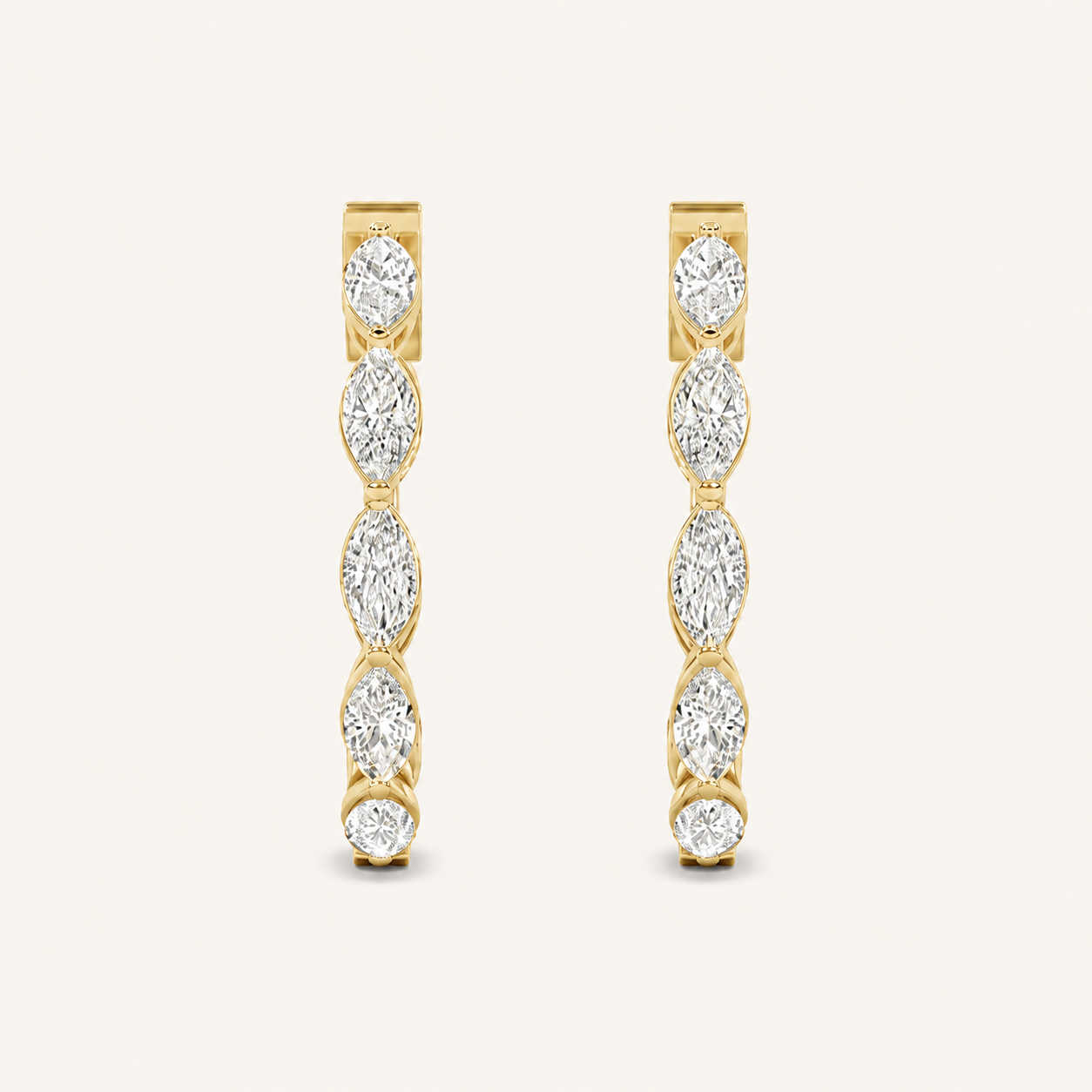 4CT Marquise Cut Lab Grown Diamond Inside Out Hoop Earrings