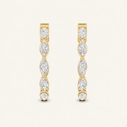 4CT Marquise Cut Lab Grown Diamond Inside Out Hoop Earrings