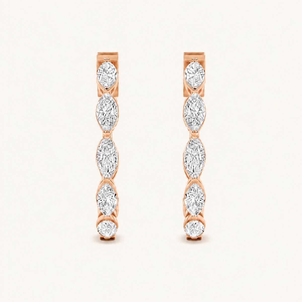 4CT Marquise Cut Lab Grown Diamond Inside Out Hoop Earrings
