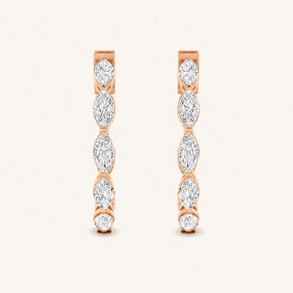 4CT Marquise Cut Lab Grown Diamond Inside Out Hoop Earrings