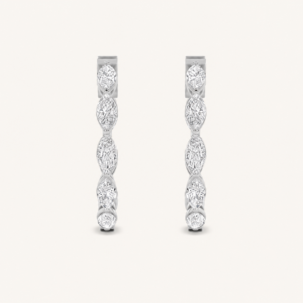 3CT Marquise Cut Lab Grown Diamond Inside Out Hoop Earrings