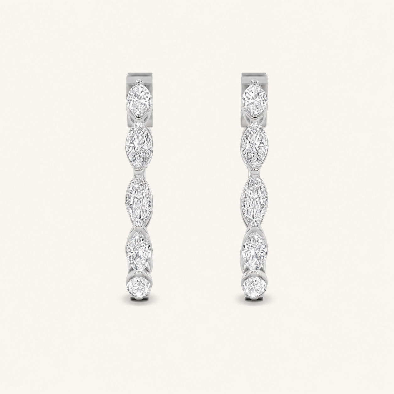 3CT Marquise Cut Lab Grown Diamond Inside Out Hoop Earrings