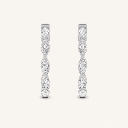 3CT Marquise Cut Lab Grown Diamond Inside Out Hoop Earrings