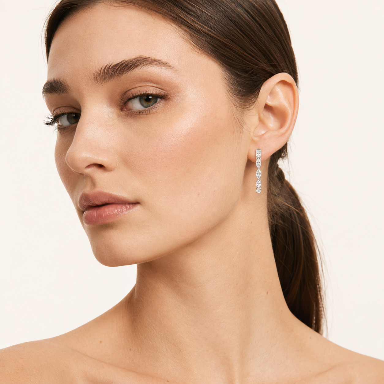 3CT Marquise Cut Lab Grown Diamond Inside Out Hoop Earrings