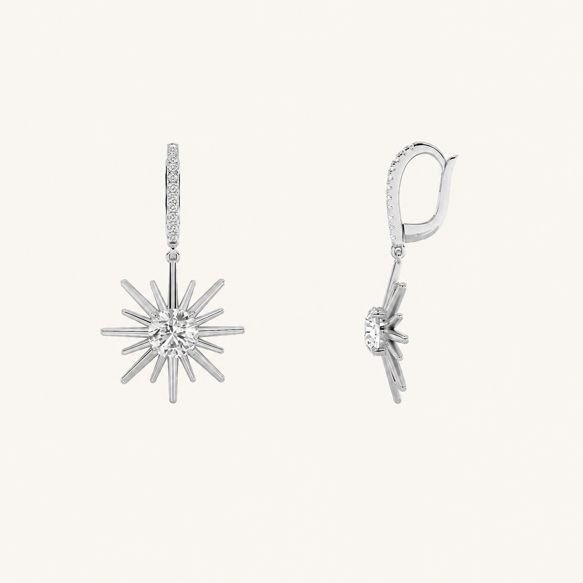 2CT Round Cut Lab Grown Diamond Dangle Earrings
