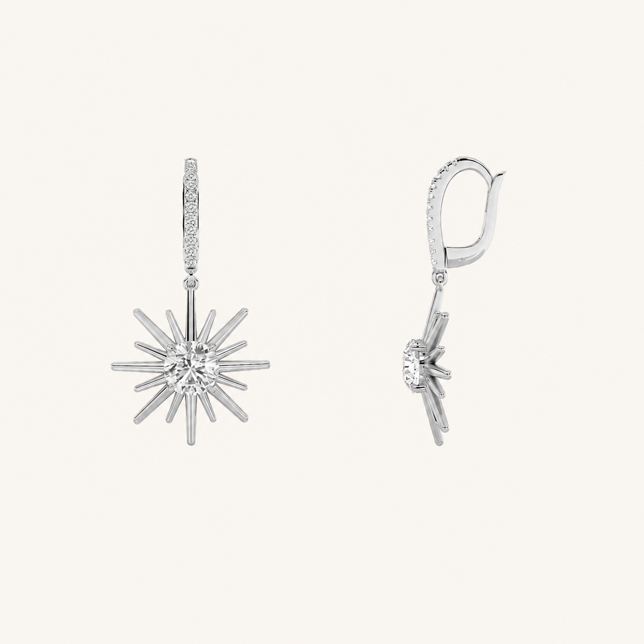 2CT Round Cut Lab Grown Diamond Dangle Earrings