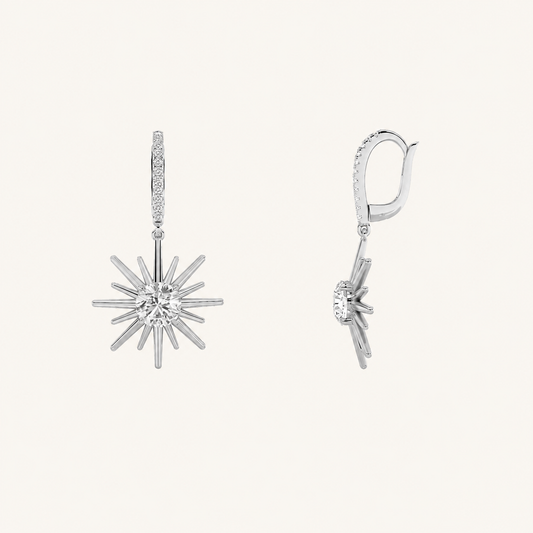 2CT Round Cut Lab Grown Diamond Dangle Earrings