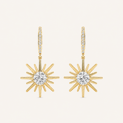 2CT Round Cut Lab Grown Diamond Dangle Earrings