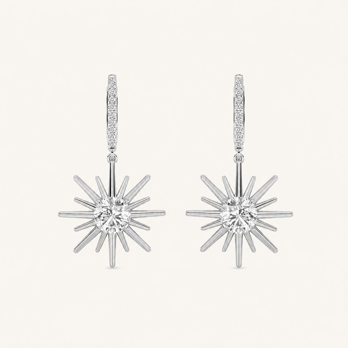 2CT Round Cut Lab Grown Diamond Dangle Earrings
