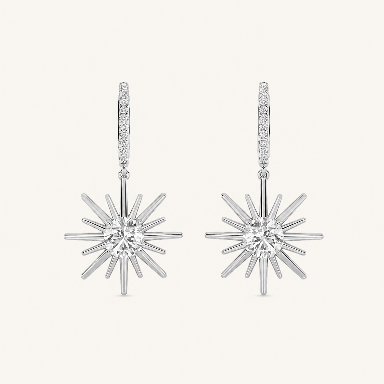 2CT Round Cut Lab Grown Diamond Dangle Earrings