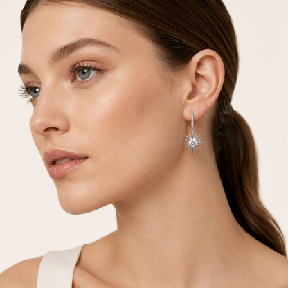 2CT Round Cut Lab Grown Diamond Dangle Earrings