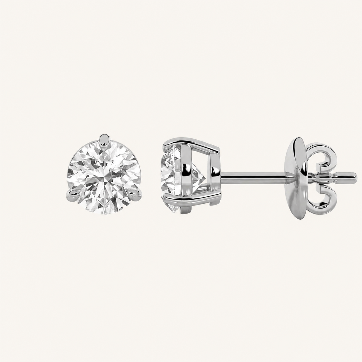 1CT Round Cut Lab Grown Diamond Classic Basket Set Stud Earrings