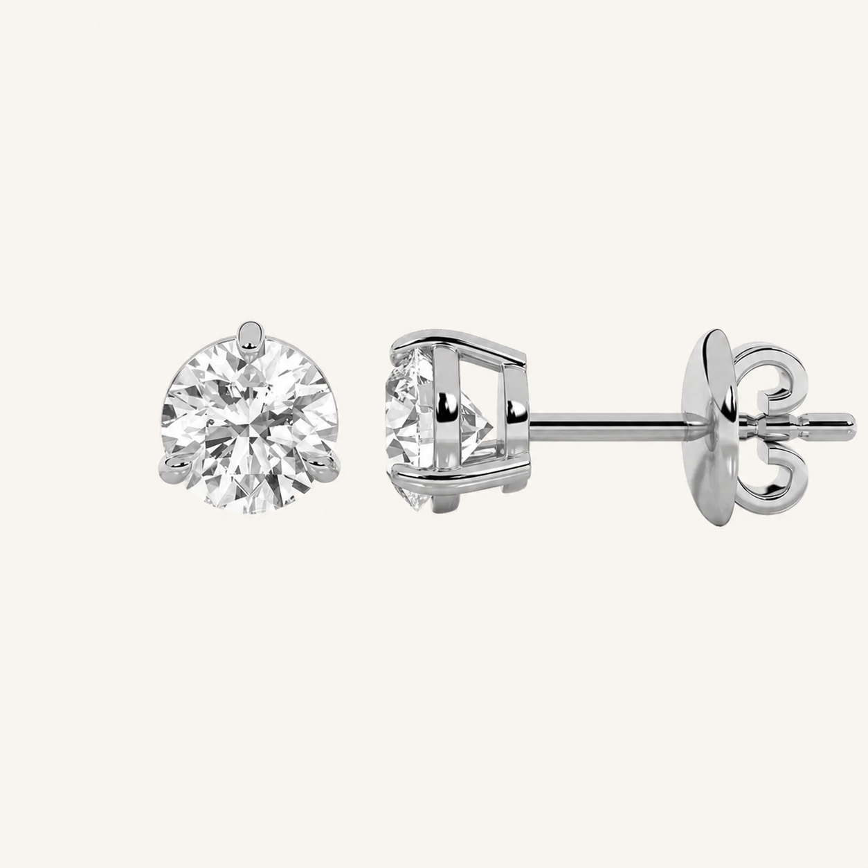 1CT Round Cut Lab Grown Diamond Classic Basket Set Stud Earrings