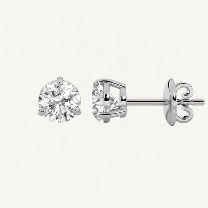 1CT Round Cut Lab Grown Diamond Classic Basket Set Stud Earrings