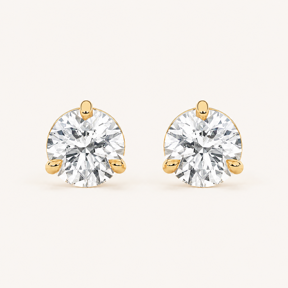 1CT Round Cut Lab Grown Diamond Classic Basket Set Stud Earrings