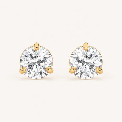 1CT Round Cut Lab Grown Diamond Classic Basket Set Stud Earrings