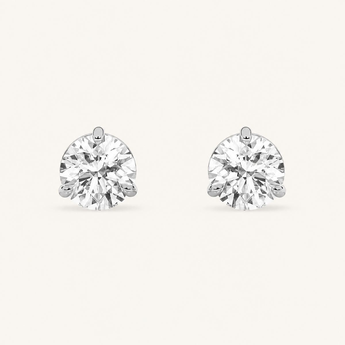 1CT Round Cut Lab Grown Diamond Classic Basket Set Stud Earrings