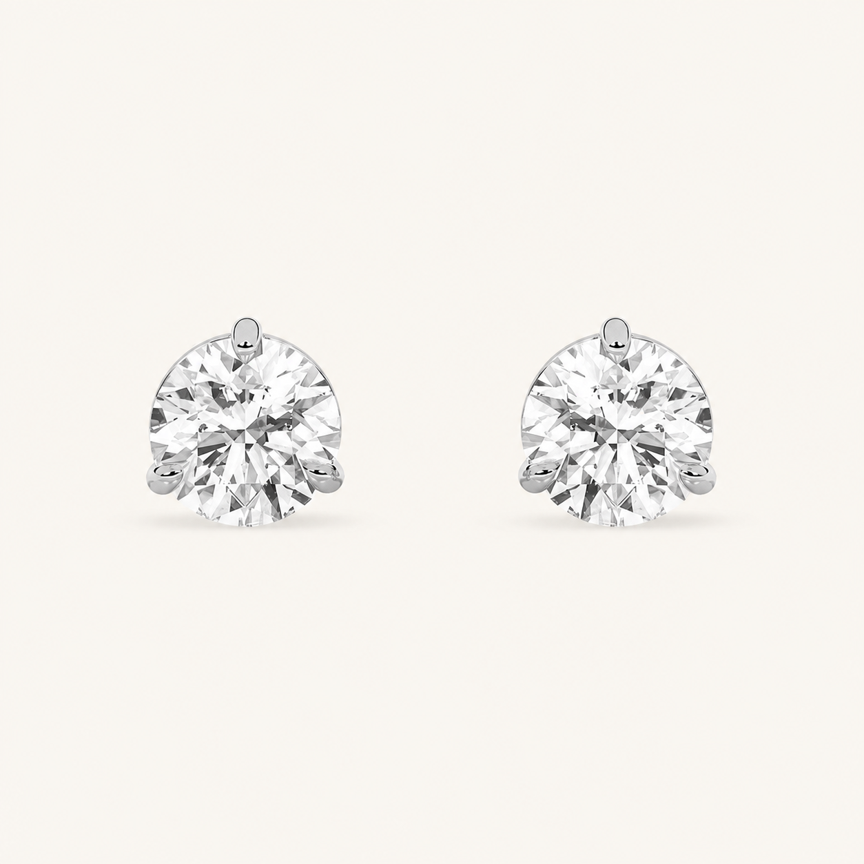 1CT Round Cut Lab Grown Diamond Classic Basket Set Stud Earrings