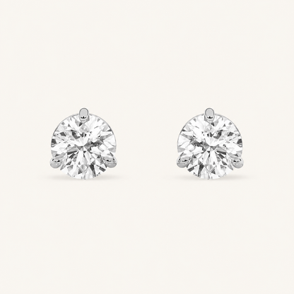 1CT Round Cut Lab Grown Diamond Classic Basket Set Stud Earrings