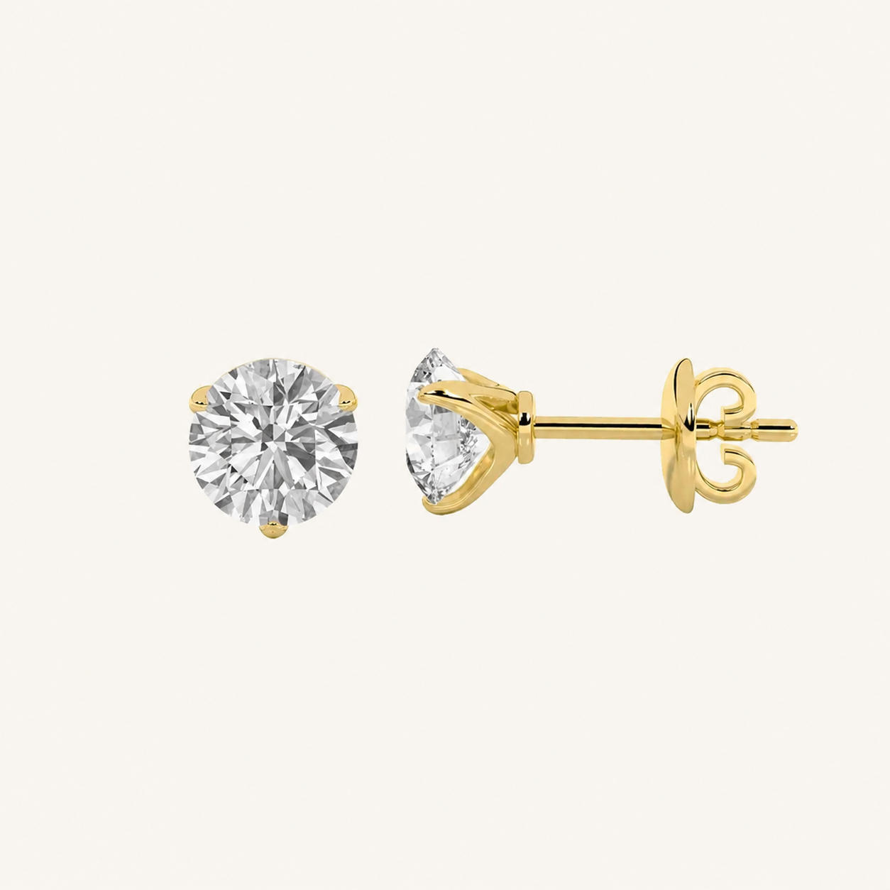 4CT Round Cut Lab Grown Diamond Stud Earrings
