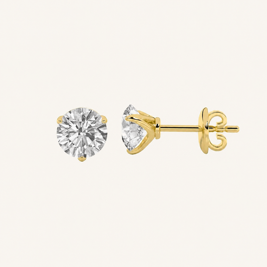 4CT Round Cut Lab Grown Diamond Stud Earrings
