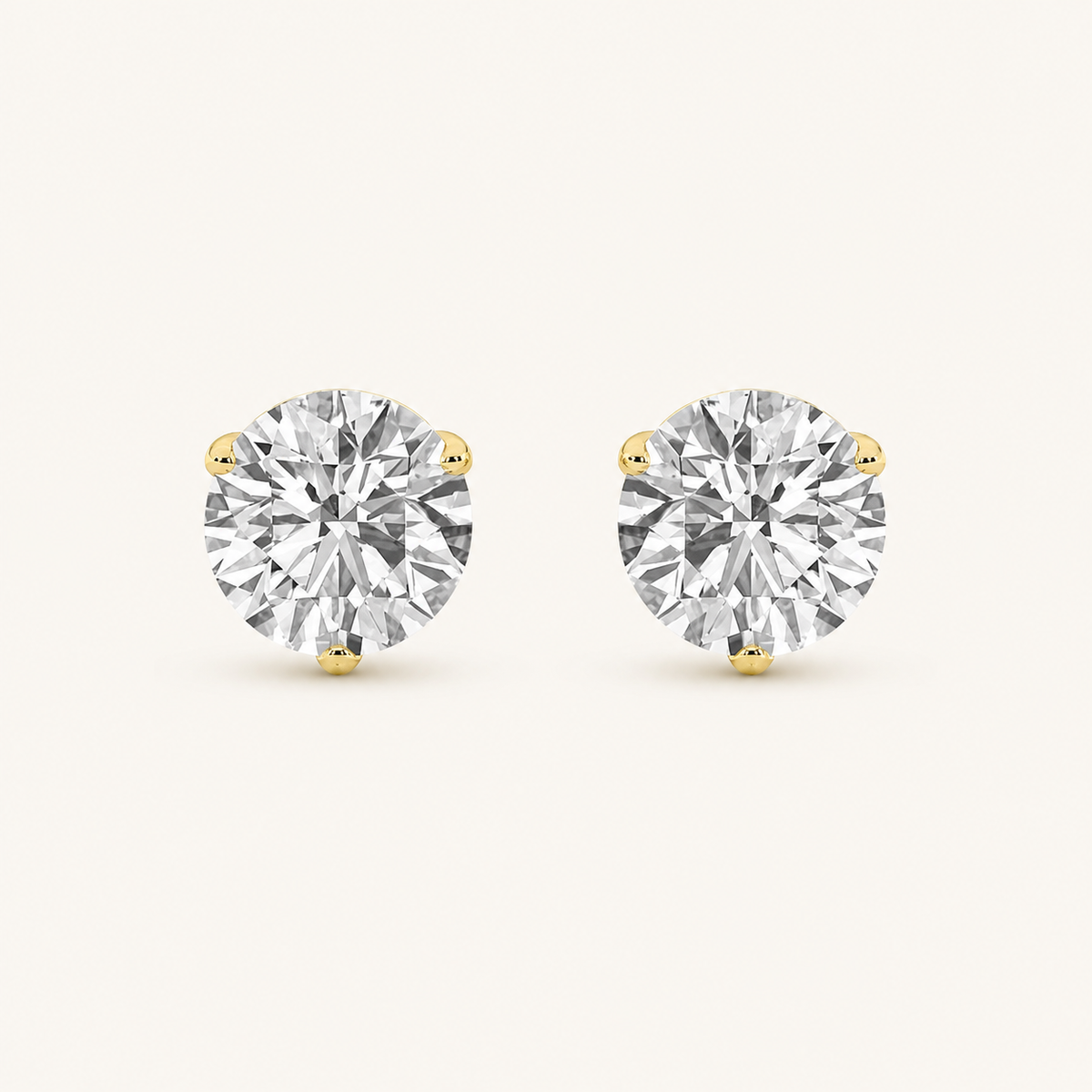 4CT Round Cut Lab Grown Diamond Stud Earrings