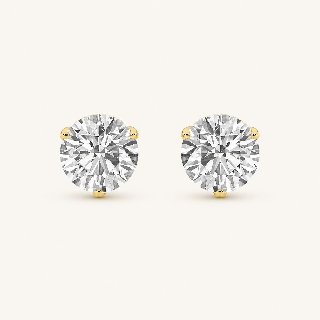 4CT Round Cut Lab Grown Diamond Stud Earrings