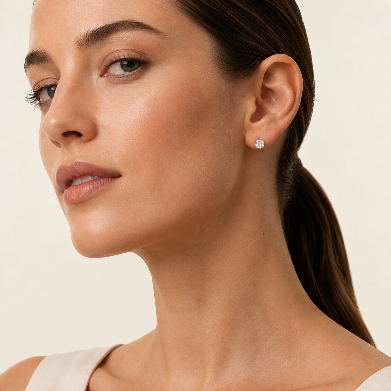 4CT Round Cut Lab Grown Diamond Stud Earrings