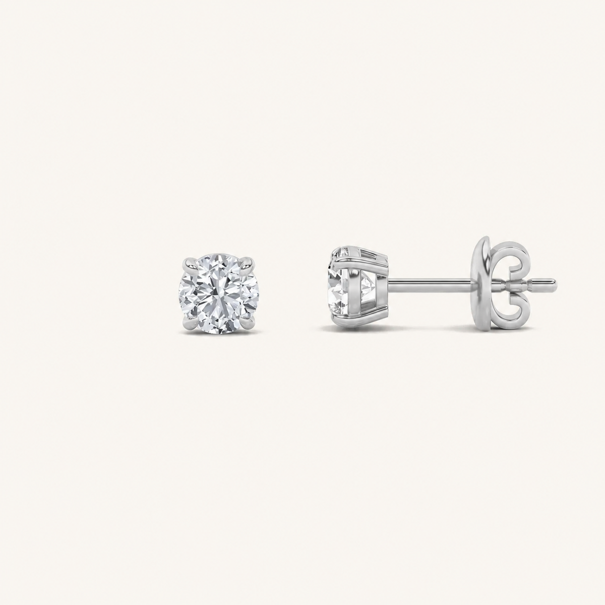 6CT Round Cut Lab Grown Diamond Classic Basket Set Stud Earrings
