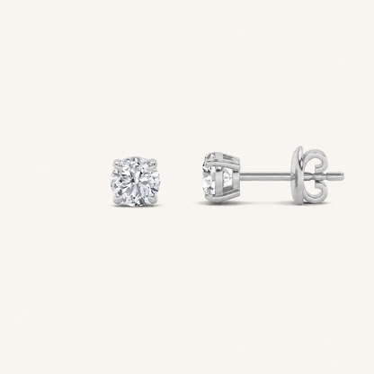 6CT Round Cut Lab Grown Diamond Classic Basket Set Stud Earrings