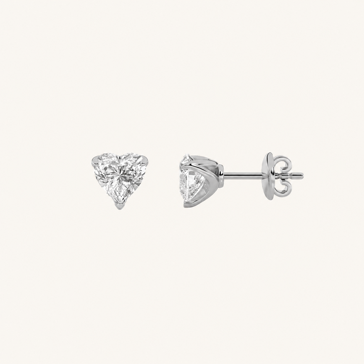 2CT Heart Cut Lab Grown Diamond Heart Shaped Earrings