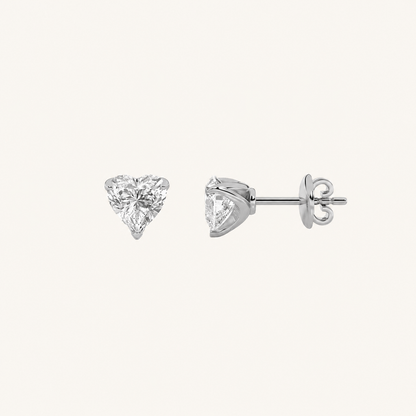 2CT Heart Cut Lab Grown Diamond Heart Shaped Earrings