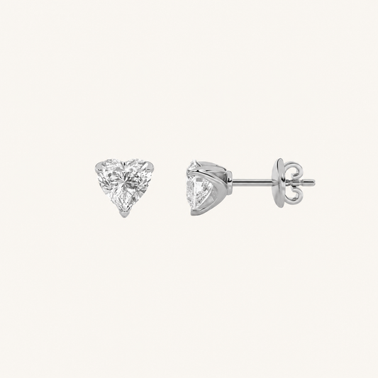 2CT Heart Cut Lab Grown Diamond Heart Shaped Earrings