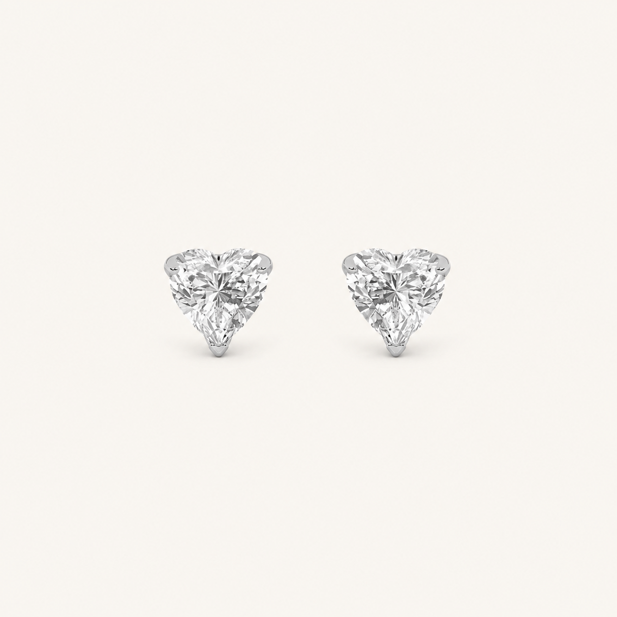 2CT Heart Cut Lab Grown Diamond Heart Shaped Earrings