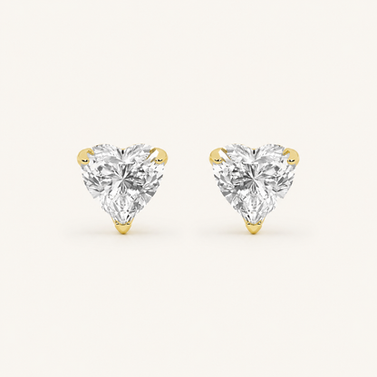 2CT Heart Cut Lab Grown Diamond Heart Shaped Earrings