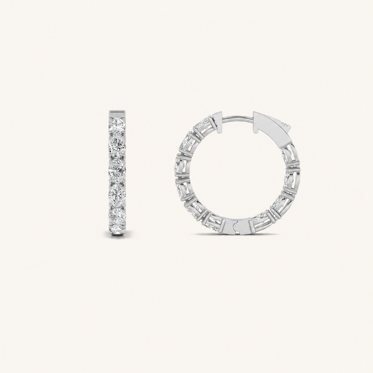 4CT Oval Cut Lab Grown Diamond Inside Out Hoop Earrings