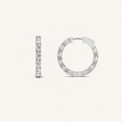 4CT Oval Cut Lab Grown Diamond Inside Out Hoop Earrings