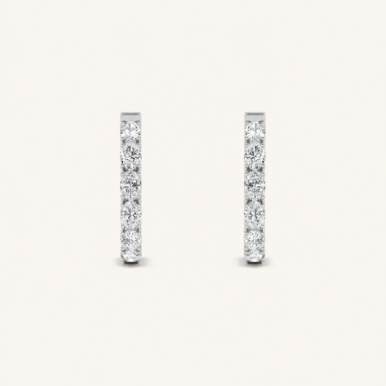 4CT Oval Cut Lab Grown Diamond Inside Out Hoop Earrings
