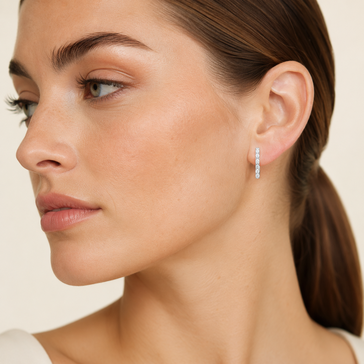 4CT Oval Cut Lab Grown Diamond Inside Out Hoop Earrings