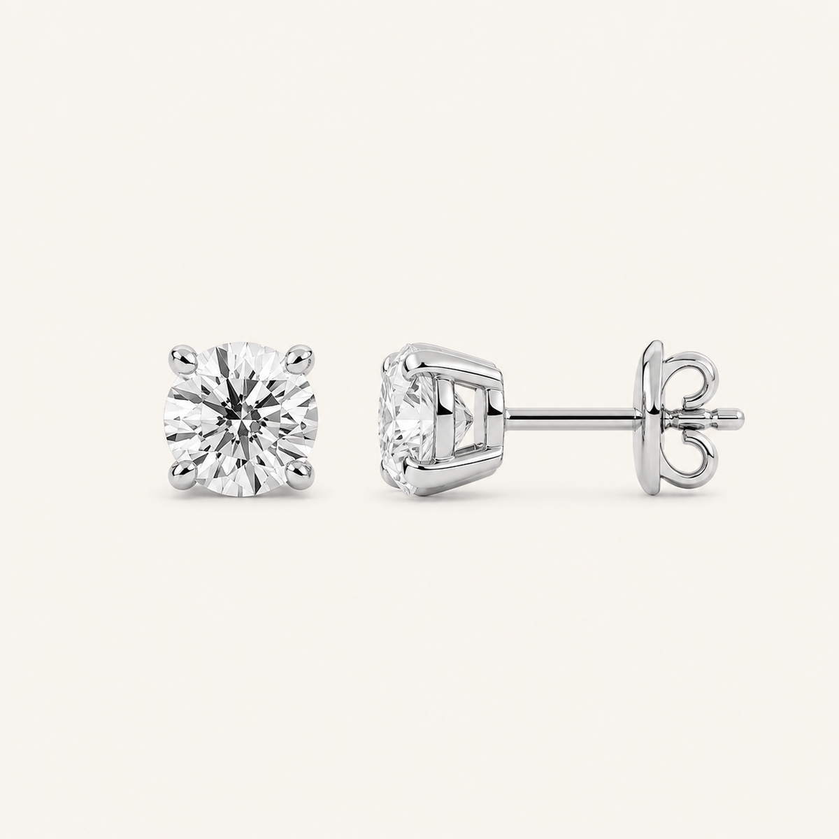 5CT Round Cut Lab Grown Diamond Classic Basket Set Stud Earrings