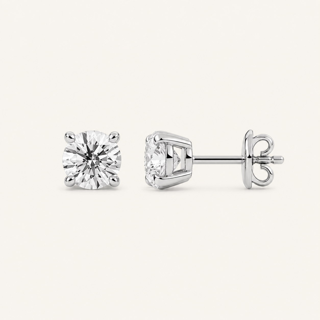 5CT Round Cut Lab Grown Diamond Classic Basket Set Stud Earrings