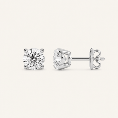 5CT Round Cut Lab Grown Diamond Classic Basket Set Stud Earrings