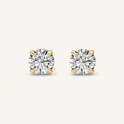 5CT Round Cut Lab Grown Diamond Classic Basket Set Stud Earrings