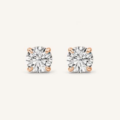 5CT Round Cut Lab Grown Diamond Classic Basket Set Stud Earrings