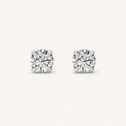5CT Round Cut Lab Grown Diamond Classic Basket Set Stud Earrings