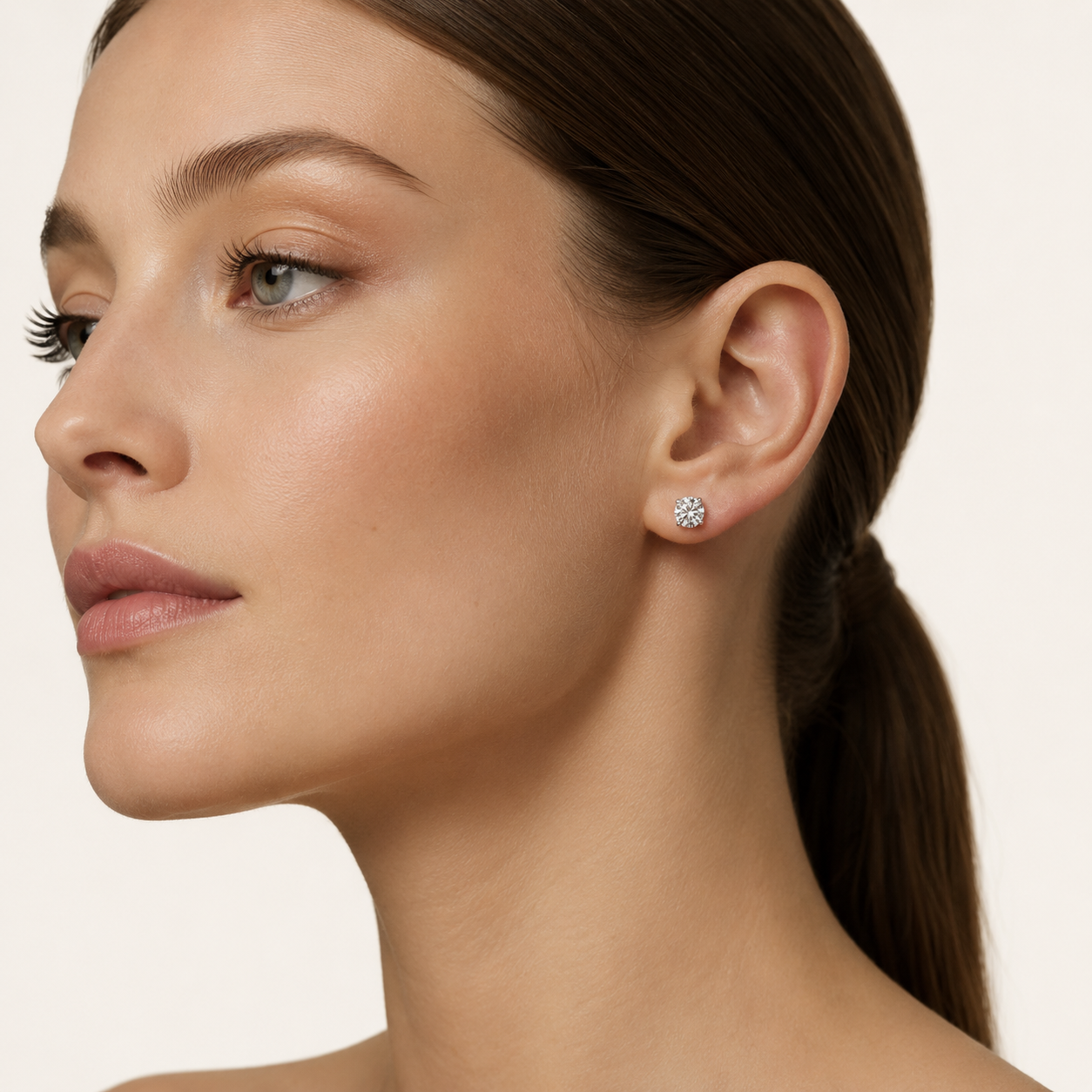 5CT Round Cut Lab Grown Diamond Classic Basket Set Stud Earrings