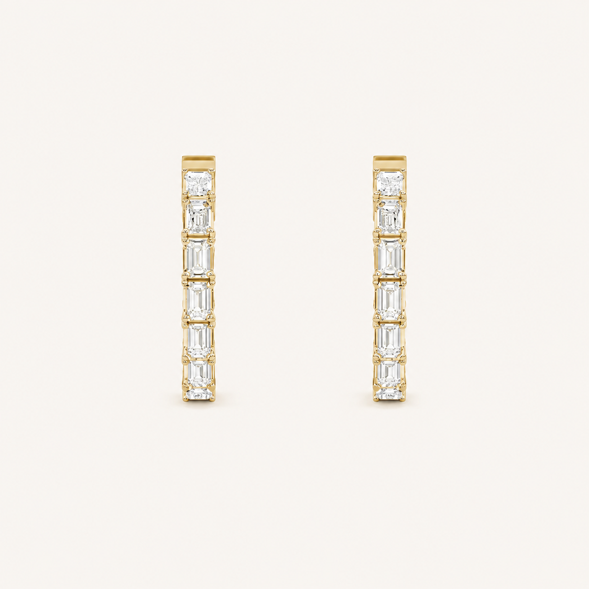 4CT Emerald Cut Lab Grown Diamond Inside Out Hoop Earrings