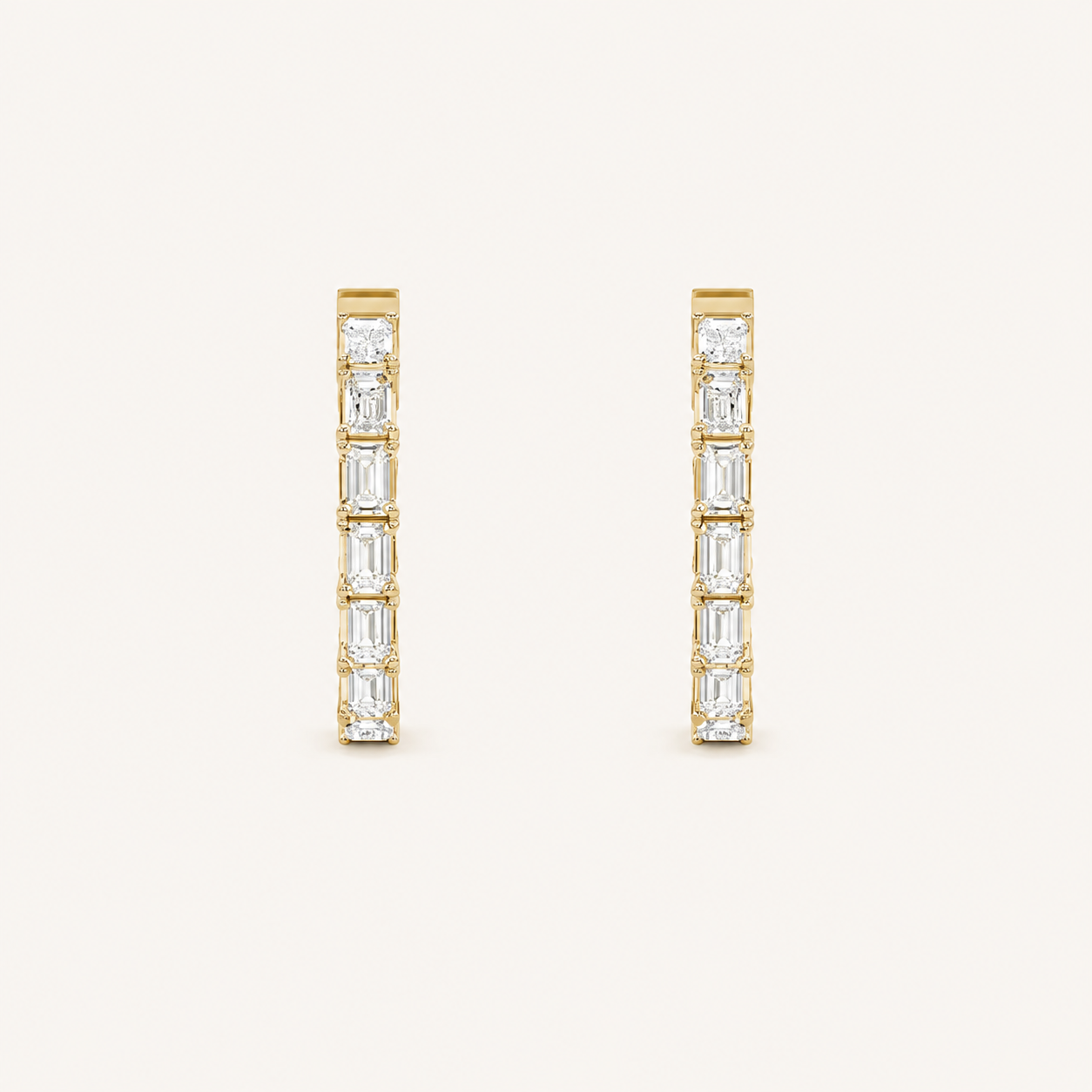 4CT Emerald Cut Lab Grown Diamond Inside Out Hoop Earrings
