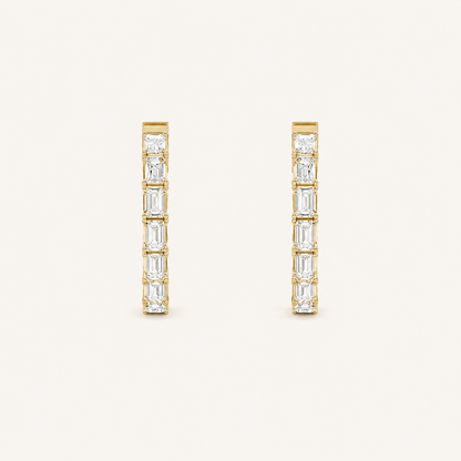 4CT Emerald Cut Lab Grown Diamond Inside Out Hoop Earrings