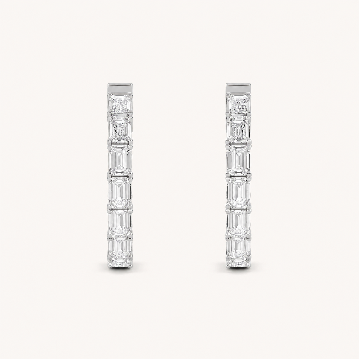 4CT Emerald Cut Lab Grown Diamond Inside Out Hoop Earrings
